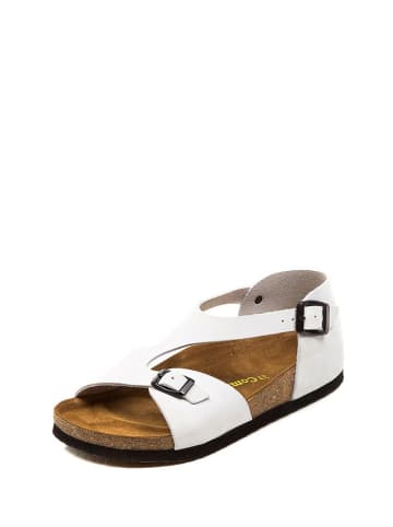 Comfortfusse Leder-Sandalen in Weiß
