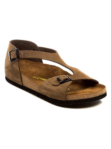 Comfortfusse Leder-Sandalen in Sand
