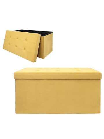 THE HOME DECO FACTORY Skrzynia-siedzisko w kolorze żółtym - 76,5 x 37,5 x 37,5 cm