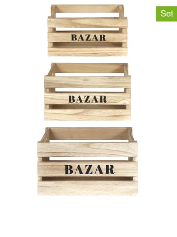 THE HOME DECO FACTORY 3-delige set: kisten naturel/zwart - (B)40 x (H)22 x (D)31 cm