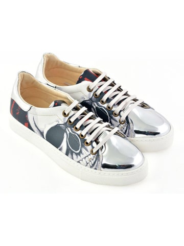 Goby Leder-Sneakers in Silber/ Bunt