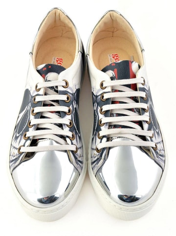 Goby Leder-Sneakers in Silber/ Bunt