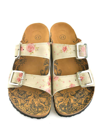 Calceo Pantoletten in Beige/ Rosa