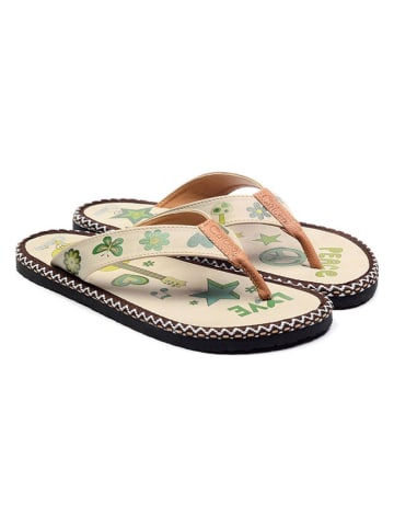 Calceo Zehentrenner in Beige/ Bunt