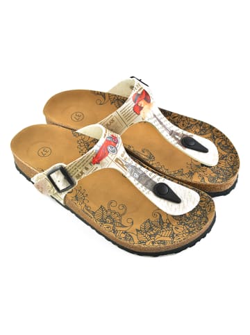 Calceo Zehentrenner in Beige/ Bunt