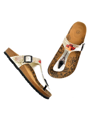 Calceo Zehentrenner in Beige/ Bunt