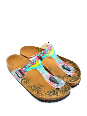 Calceo Teenslippers turquoise/roze