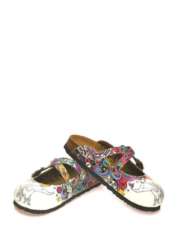 Calceo Clogs in Weiß/ Bunt