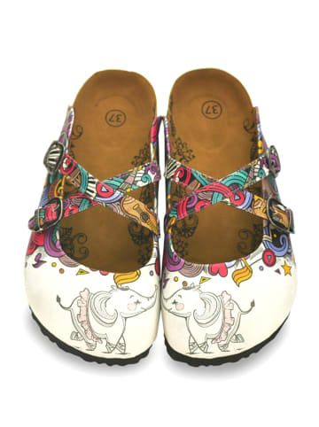 Calceo Clogs in Weiß/ Bunt
