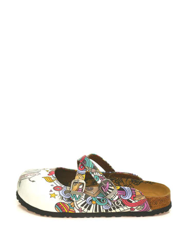 Calceo Clogs in Weiß/ Bunt