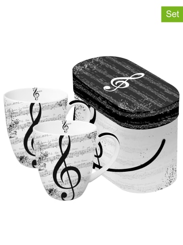 ppd 2er-Set: Jumbotassen "I love Music" in Weiß/ Schwarz - 350 ml