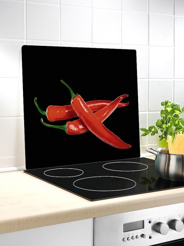 Wenko Fornuisafdekplaat "Hot Peperoni" zwart/rood - (L)50 x (B)56 cm
