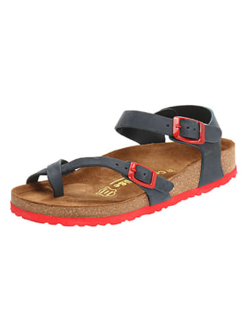 Comfortfusse Leren teensandalen donkerblauw/rood