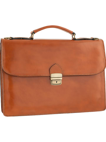 ORE10 Leder-Aktentasche "Ferrara" in Hellbraun - (B)38 x (H)27 x (T)7 cm