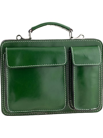 ORE10 Leather briefcase "Perugia" green - 27 x 20 x 11 cm