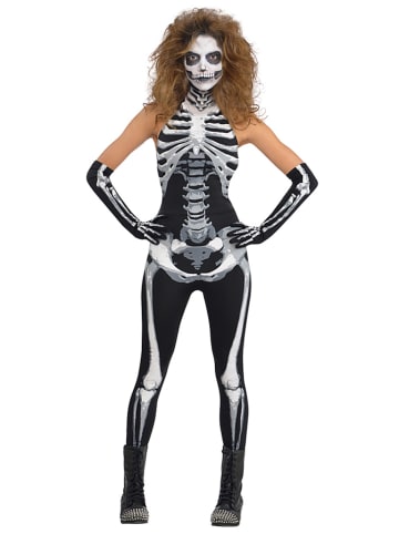 Carnival Party 2-delig kostuum "Bone-a-Fied Babe" zwart/wit