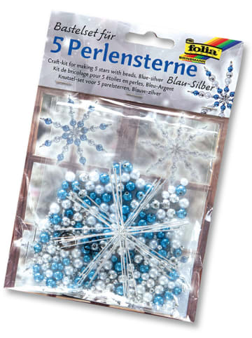 folia PAPER Kralensterren blauw/zilverkleurig/wit - 5 stuks