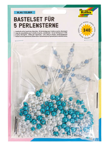 folia PAPER Kralensterren blauw/zilverkleurig/wit - 5 stuks