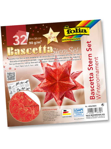Folia Bascetta-ster-knutselset "Winterornament" rood/goudkleurig - Ø 30 cm