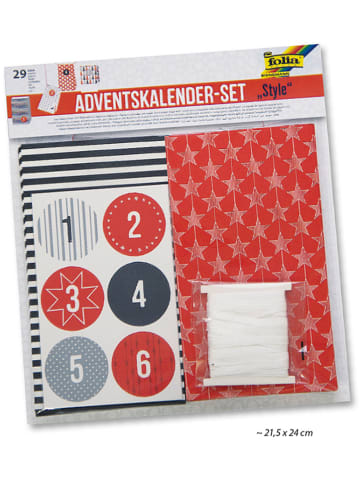 Folia Adventskalender met papieren zakken "Style" rood