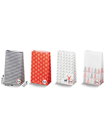 folia PAPER Adventskalender met papieren zakken "Style" rood