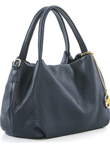 Mia Tomazzi Leren handtas donkerblauw - (B)28 x (H)20 x (D)12 cm