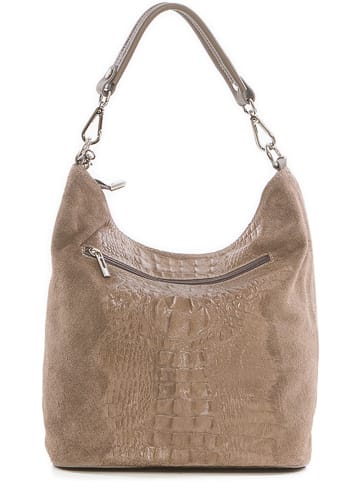 Mia Tomazzi Leder-Schultertasche "Rozzano" in Taupe - (B)26 x (H)28 x (T)12 cm