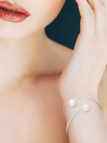 Pearline Srebrna bransoletka z perłami w kolorze białym