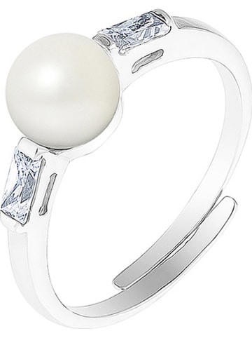 Mitzuko Zilveren ring met zoetwaterkweekparel wit