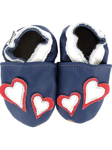 Hobea Leder-Krabbelschuhe "Herz" in Dunkelblau