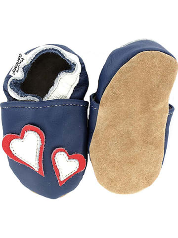 Hobea Leder-Krabbelschuhe "Herz" in Dunkelblau