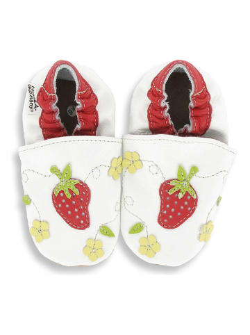 Hobea Skórzane buty niemowlęce "Erdbeere" w kolorze białym