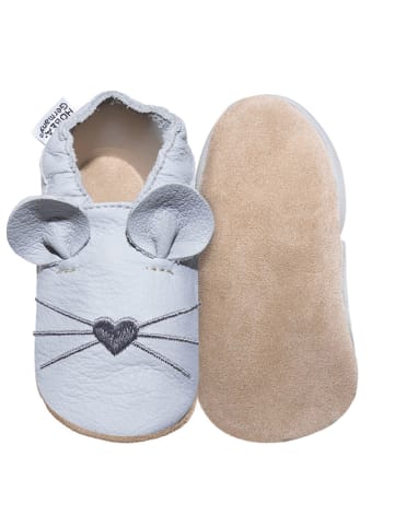 Hobea Skórzane buty niemowlęce "Maus" w kolorze jasnoszarym