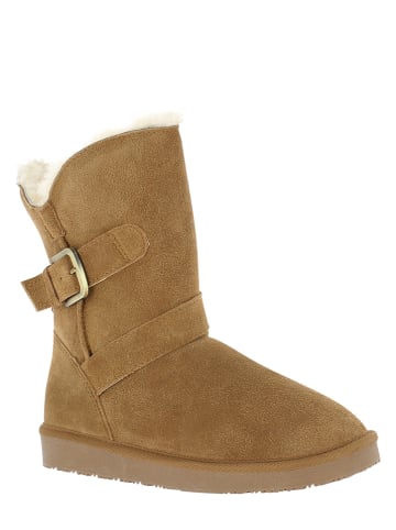 Gooce Leder-Winterstiefel "Blume" in Hellbraun