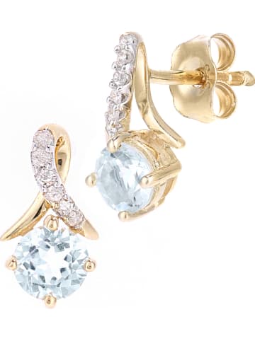 Diamant Exquis Złote kolczyki-wkrętki z diamentami i topazami