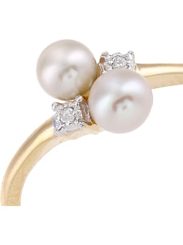Diamant Exquis Gold-Ring mit Diamanten und Perlen