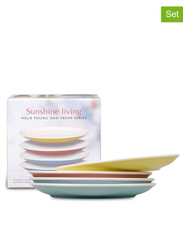 Könitz 4er-Set: Teller "Sunshine Living" in Weiß/ Bunt - Ø 19 cm