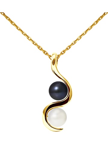 Mitzuko Złoty naszyjnik "You&Me" z perłami w kolorze białym i tahiti - dł. 42 cm