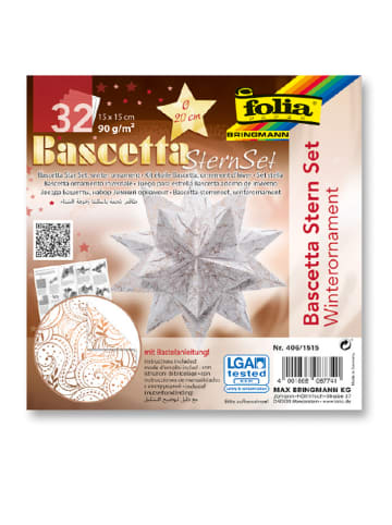folia PAPER Bascetta-Stern-Bastelset "Winterornament" in Weiß/ Kupfer