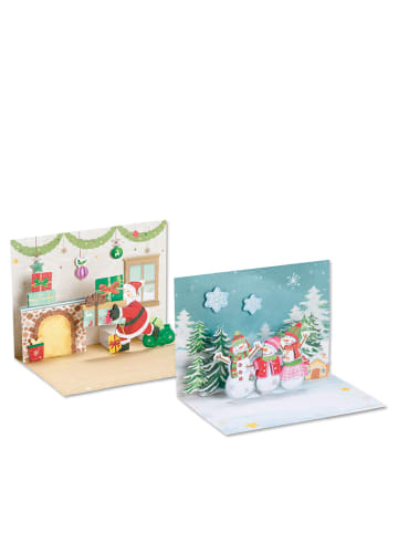 Folia Pop-up kaarten-knutselset "Kerst" meerkleurig - 2 stuks