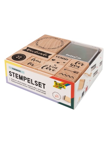 folia PAPER Houten stempelset "Handmade" naturel