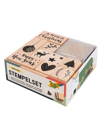 folia PAPER Holzstempel-Set "Christmas" in Natur
