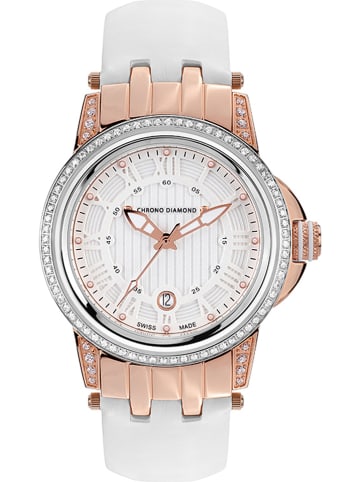 Chrono Diamond Zegarek kwarcowy "Dionne" w kolorze różowozłoto-białym