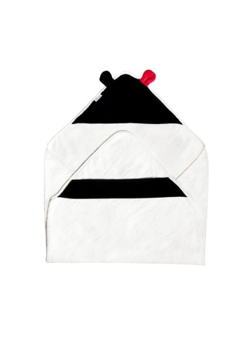 Lullalove Ręcznik "MRB" w kolorze biało-czarno-czerwonym z kapturem
