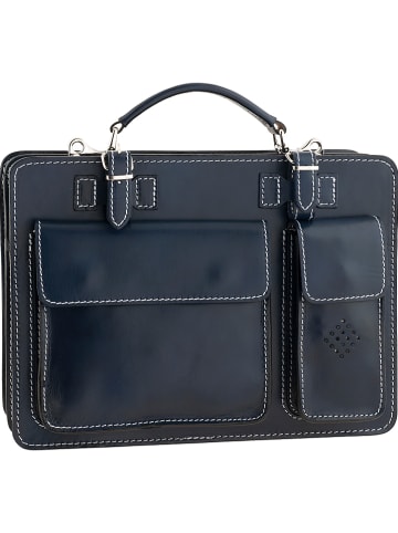 ORE10 Leder-Businesstasche "Piacenza" in Dunkelblau - (B)35 x (H)25 x (T)12 cm
