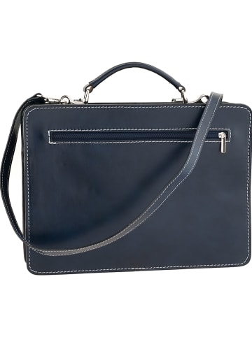 ORE10 Leder-Businesstasche "Piacenza" in Dunkelblau - (B)35 x (H)25 x (T)12 cm