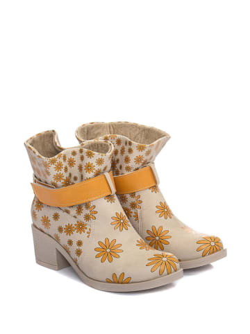 Streetfly Enkellaarzen beige/oranje