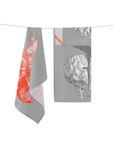 Blanc 2er-Set: Geschirrtücher "Artichoke" in Grau/ Orange