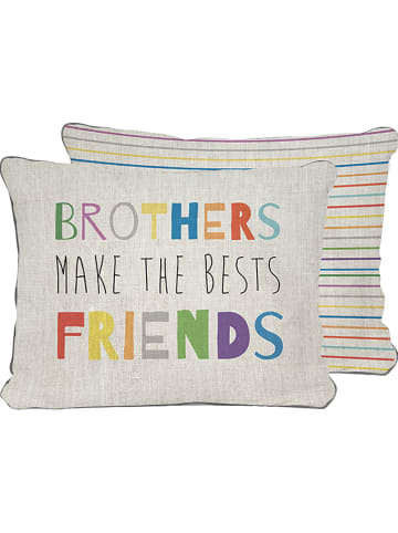 little nice things Poduszka "Brothers" w kolorze kremowym ze wzorem - 50 x 35 cm