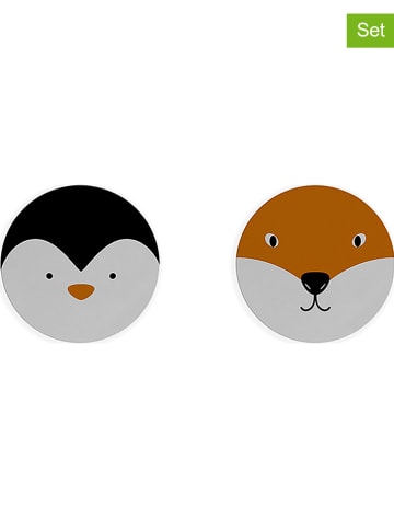 Little nice things 2-delige set: placemats "Animals 1" wit/zwart/oranje - Ø 32 cm